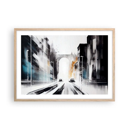 Affiche dans un chêne clair - Poster - Étude de ville : architecture et mouvement - 70x50 cm