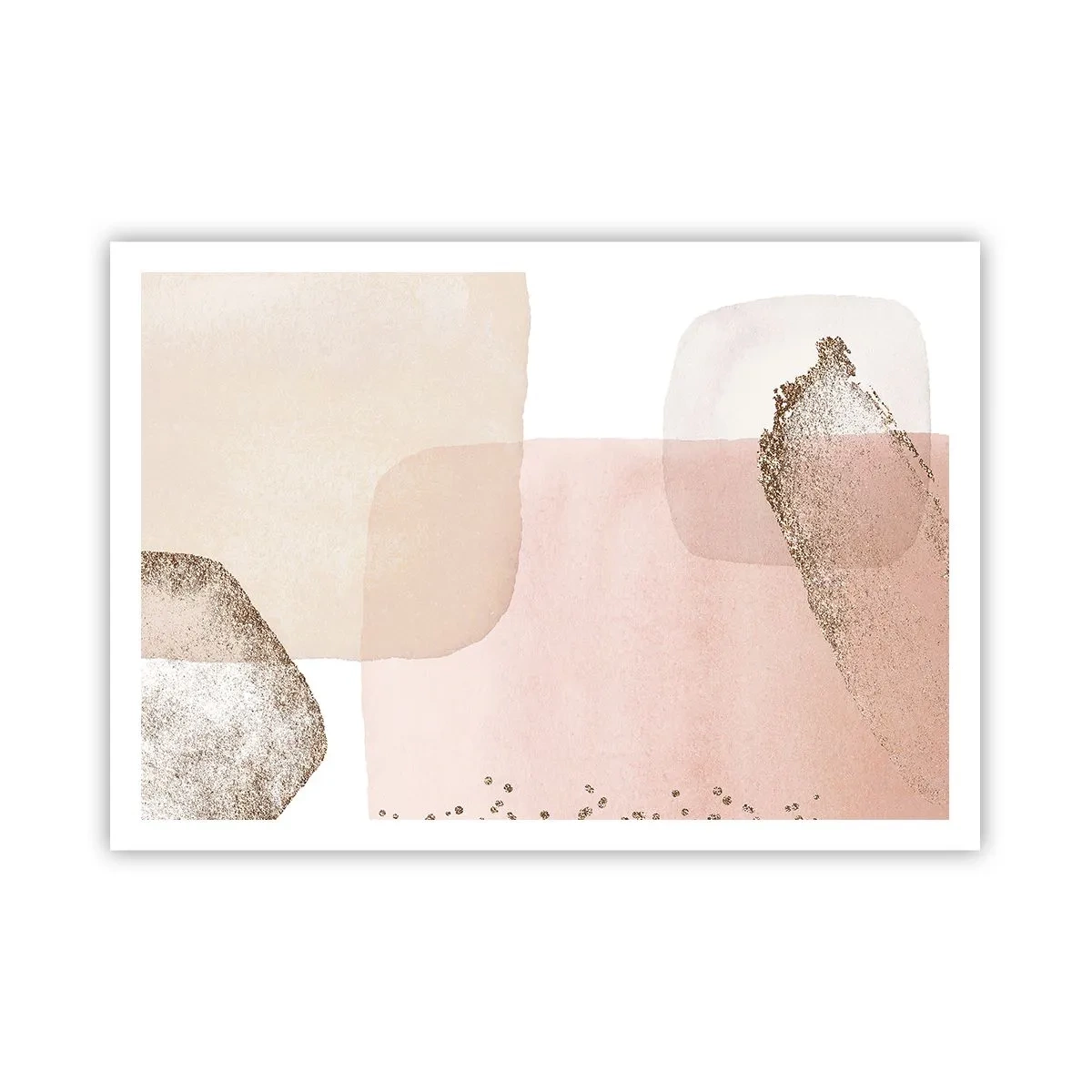 Affiche - Poster - Taches pastel avec éléments dorés - 100x70cm - Regard à travers la couleur - Décoration murale moderne pour le salon et la chambre ARTTOR