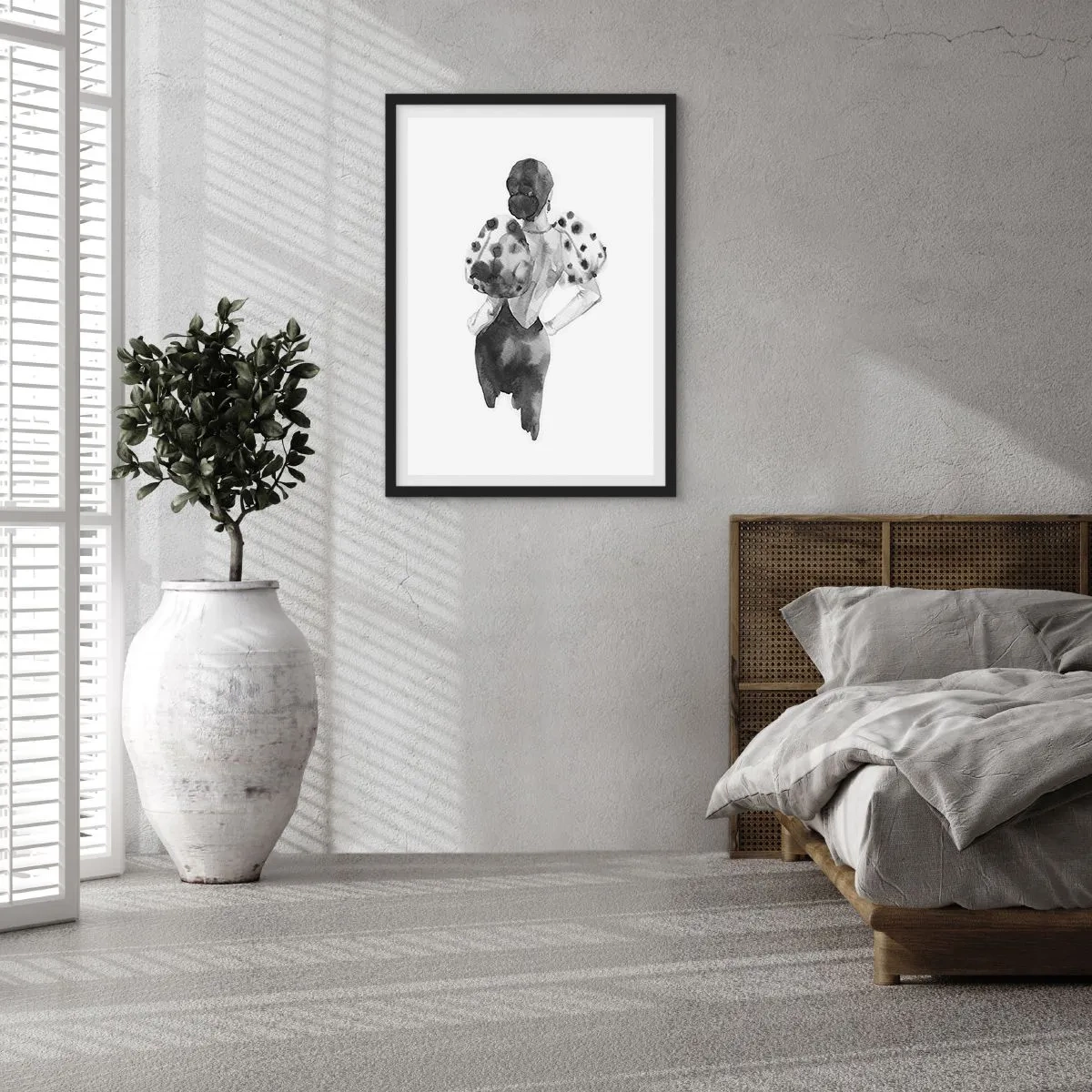 Affiche dans un cadre noir - Poster - Silhouette élégante d'une femme en noir avec un accent élégant - 50x70cm - Elle est passée juste à côté - Décoration murale moderne pour le salon et la chambre ARTTOR