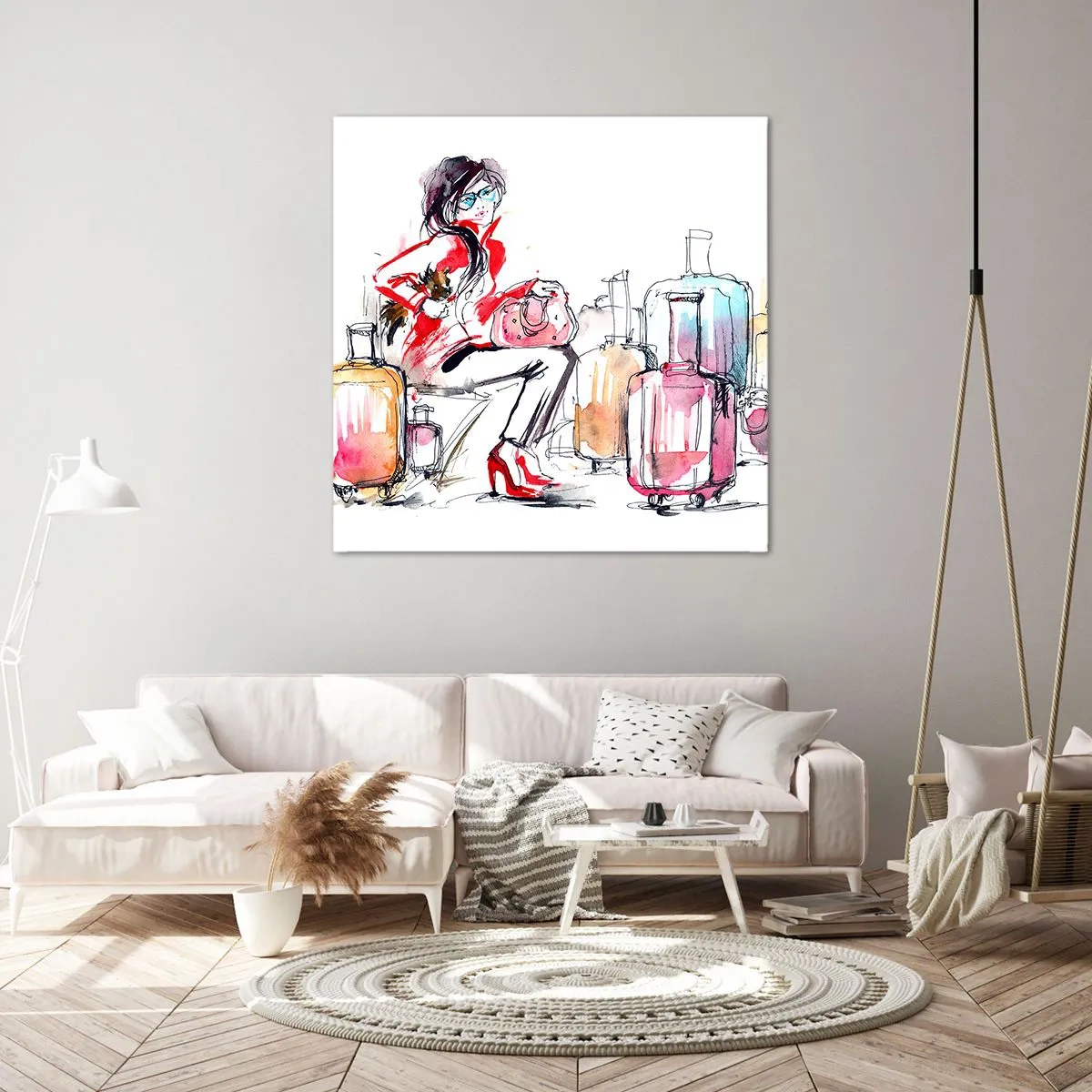 Impression sur toile - Image sur toile - Asseyons-nous avant le voyage - 50x50 cm