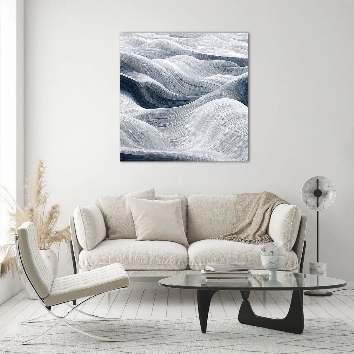 Impression sur verre - Image sur verre - Vagues blanches et bleues - 60x60 cm