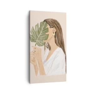 Impression sur toile - Image sur toile - Portrait mystérieux avec un éventail - 45x80 cm