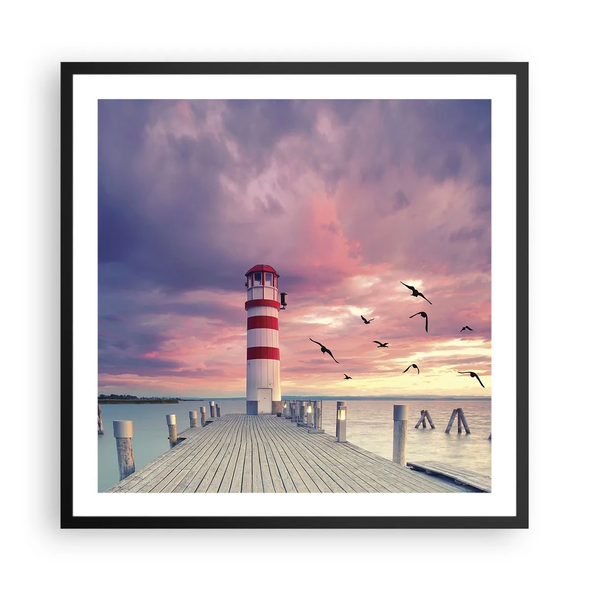 Affiche dans un cadre noir - Poster - C'est l'heure d'aller au port - 60x60 cm