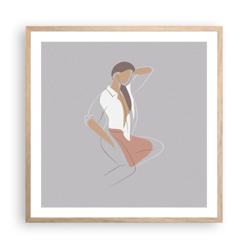 Affiche dans un chêne clair - Poster - Contour gracieux - 60x60 cm