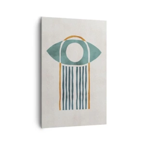 Impression sur toile - Image sur toile - Motif géométrique dans les tons de vert et d'orange - 80x120cm - Signes et rituels - Décoration murale moderne pour le salon et la chambre ARTTOR
