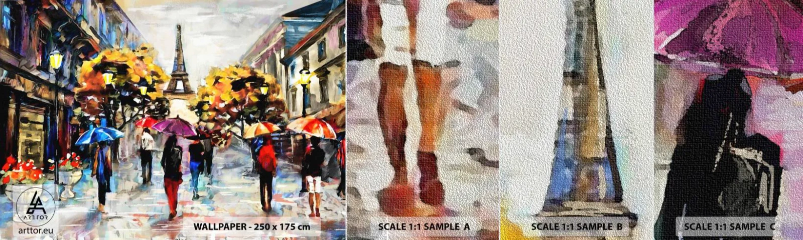 Échantillon de Papier Peint Premium Sand - Particulièrement beau en automne - Ville, Paris, tour Eiffel - 100x30 cm