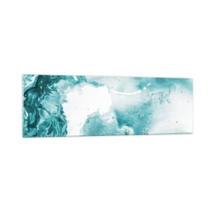 Impression sur verre - Image sur verre - Abstraction dans des tons de bleu avec de délicats accents de blanc - 160x50cm - Marécage bleu - Décoration murale moderne pour le salon et la chambre ARTTOR
