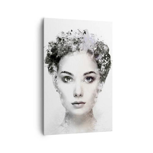 Impression sur toile - Image sur toile - Un portrait artistique d'une femme aux accents abstraits délicats. - 80x120cm - Un portrait extrêmement stylé - Décoration murale moderne pour le salon et la chambre ARTTOR