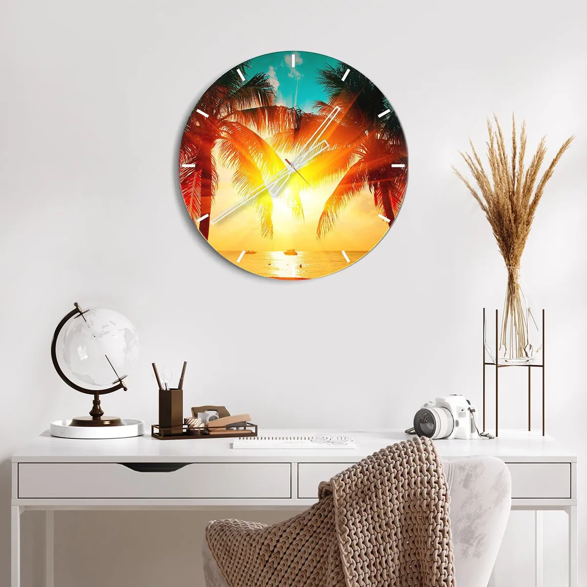 Horloge murale - Pendule murale - Couple exotique - 40x40 cm