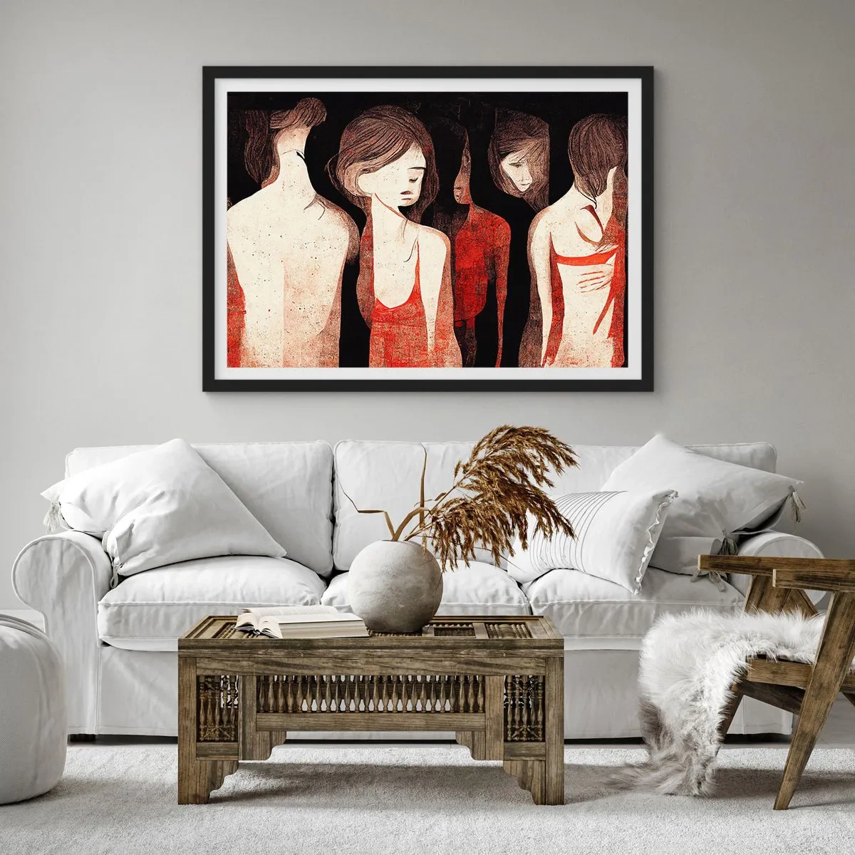 Affiche dans un cadre noir - Poster - Figures artistiques dans une composition abstraite - 70x50cm - Madones des ténèbres - Décoration murale moderne pour le salon et la chambre ARTTOR