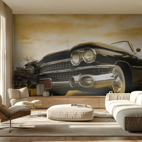 Papier Peint Photo Premium Sand - Les classiques ne passent jamais - Voiture, Automobile, Rétro - 250x175 cm