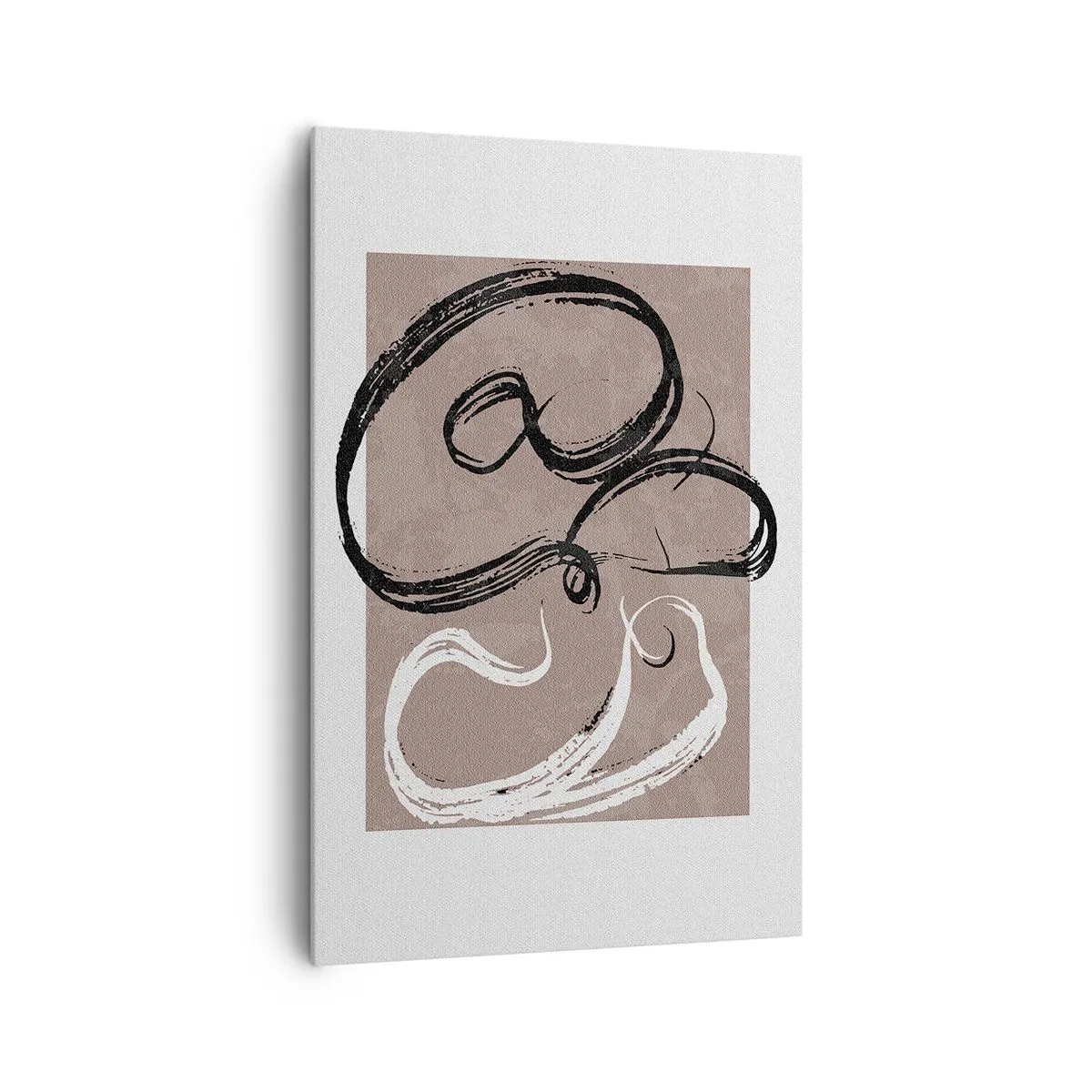 Impression sur toile - Image sur toile - Abstraction en noir et blanc sur fond beige - 80x120cm - Composition – la recherche de la plénitude - Décoration murale moderne pour le salon et la chambre ARTTOR