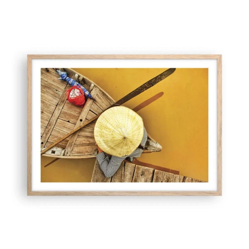 Affiche dans un chêne clair - Poster - La vie sur le fleuve Jaune - 70x50 cm