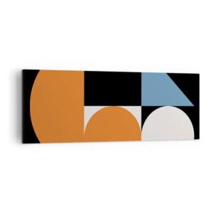 Impression sur toile - Image sur toile - Motif géométrique avec des formes colorées sur fond noir - 140x50cm - Rangement de figures - Décoration murale moderne pour le salon et la chambre ARTTOR