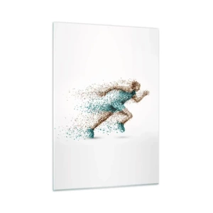 Impression sur verre - Image sur verre - Une figurine de coureur formée de particules colorées - 50x70cm - La vie est une course - Décoration murale moderne pour le salon et la chambre ARTTOR