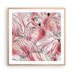 Affiche dans un chêne clair - Poster - Oiseau corps de ballet - 60x60 cm