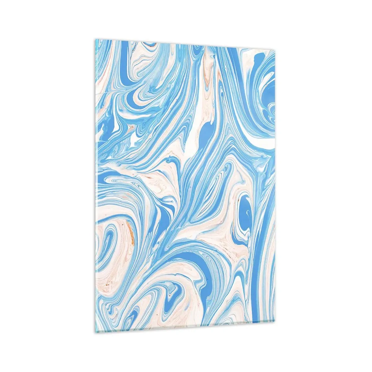 Impression sur verre - Image sur verre - Tourbillons abstraits de style marbre bleu et blanc - 80x120cm - Bassin turquoise - Décoration murale moderne pour le salon et la chambre ARTTOR