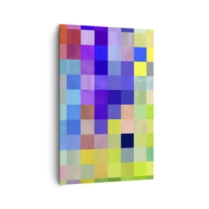 Impression sur toile - Image sur toile - Une mosaïque colorée de carrés de différentes couleurs - 80x120cm - Tous différents, tous égaux - Décoration murale moderne pour le salon et la chambre ARTTOR