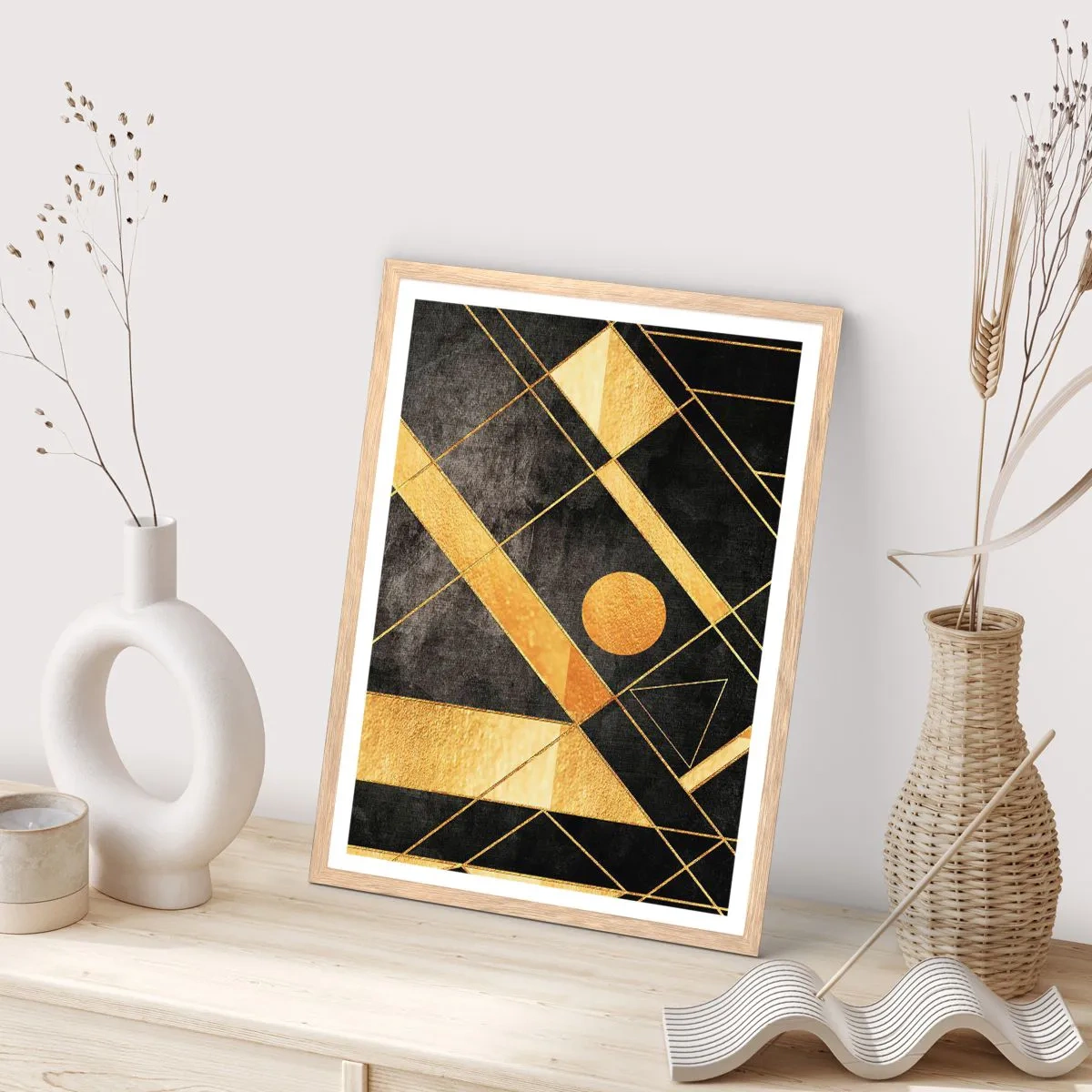 Affiche dans un chêne clair - Poster - Soleil du désert - 70x100 cm