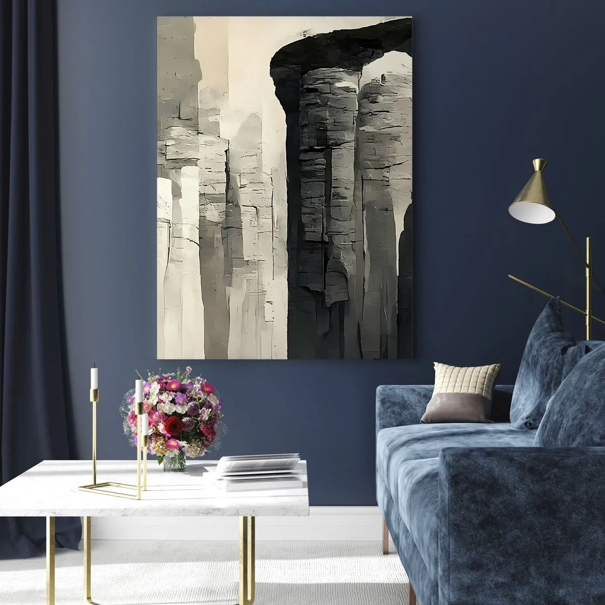 Impression sur verre - Image sur verre - Colonnes historiques dans un cadre monochrome atmosphérique - 80x120cm - La majesté de l'Antiquité - Décoration murale moderne pour le salon et la chambre ARTTOR