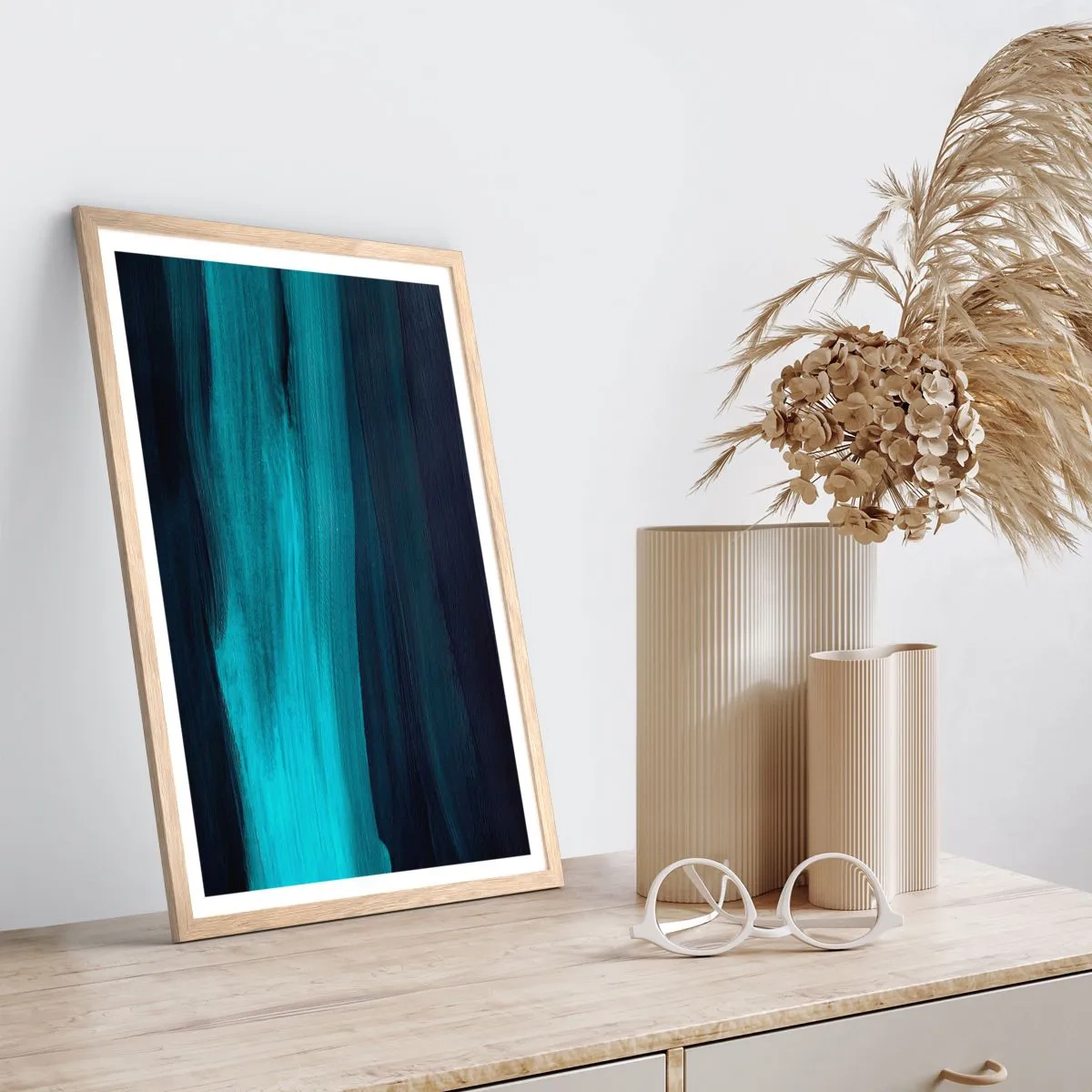 Affiche dans un chêne clair - Poster - Suivez le courant - 40x50 cm