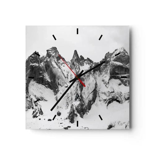 Horloge murale - Pendule murale - Des sommets enneigés en noir et blanc - 30x30cm - Crête dangereuse de granit - Décoration murale moderne pour le salon et la chambre ARTTOR