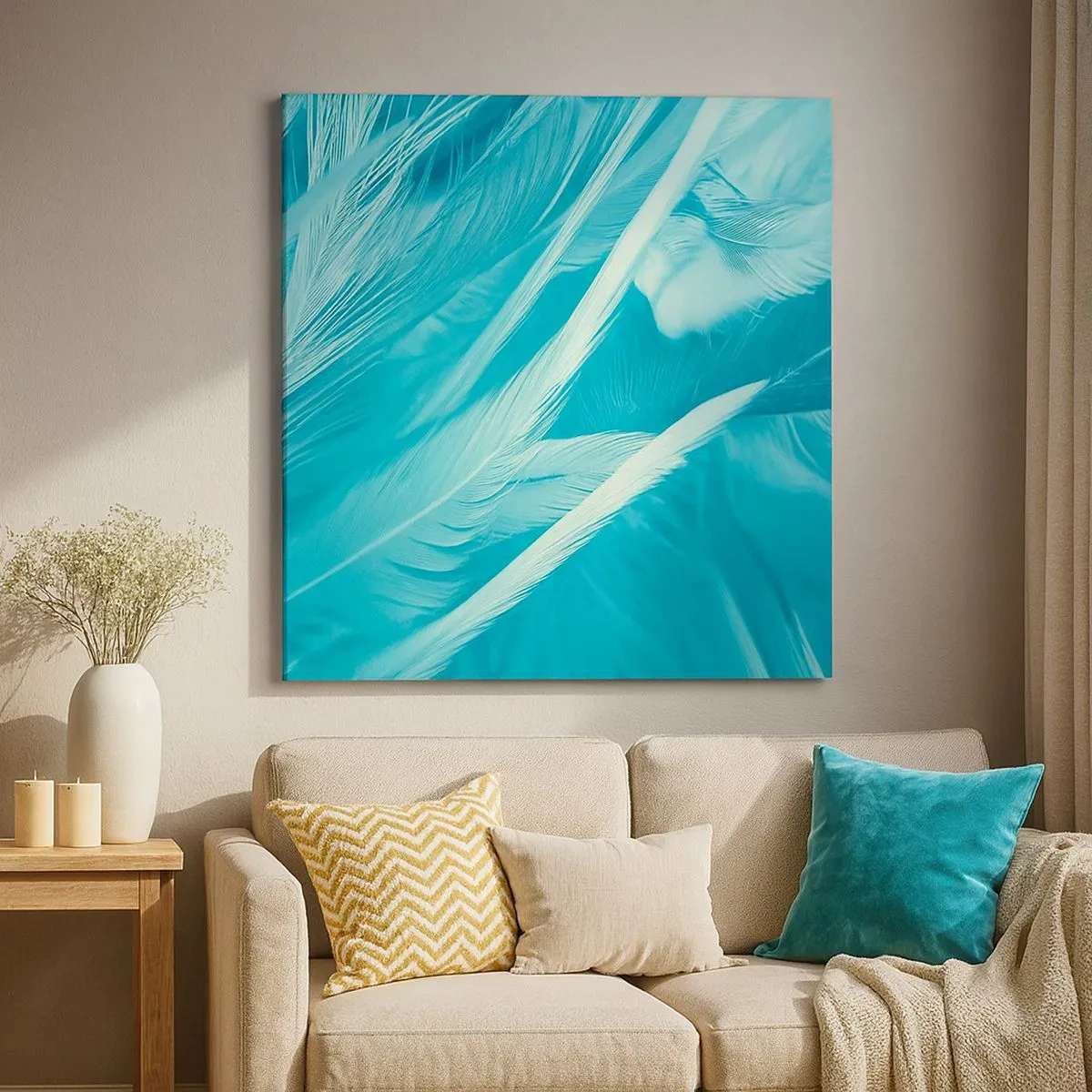 Impression sur toile - Image sur toile - Se noyer dans les plumes - 30x30 cm