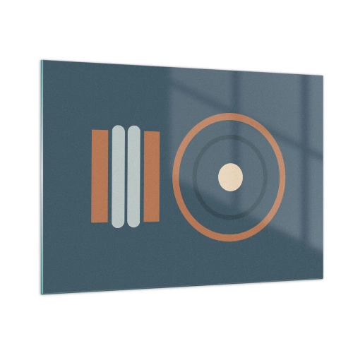 Impression sur verre - Image sur verre - Formes géométriques abstraites aux couleurs douces, comportant des cercles et des lignes - 100x70cm - Essence des choses - Décoration murale moderne pour le salon et la chambre ARTTOR