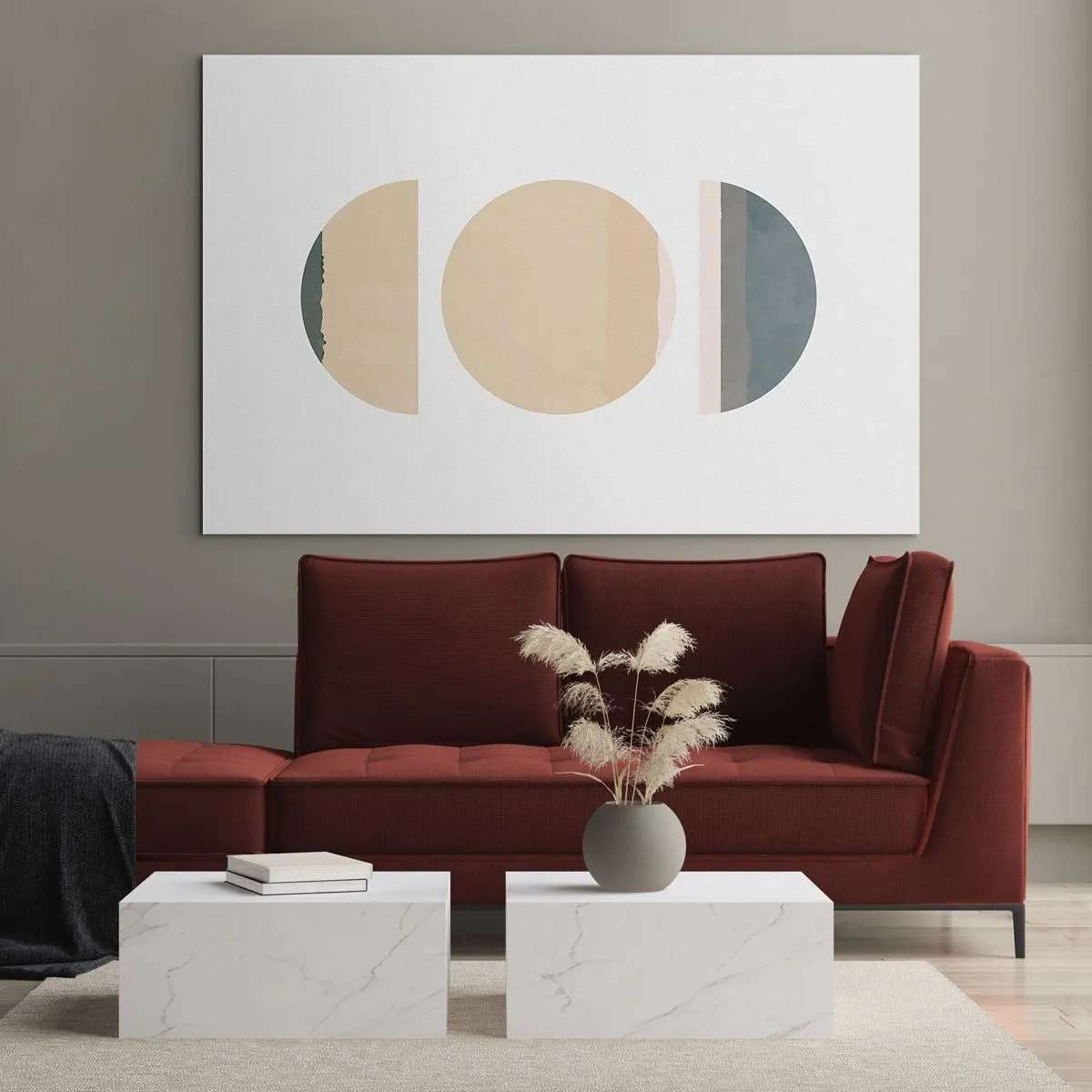 Impression sur verre - Image sur verre - Motifs géométriques minimalistes aux couleurs pastel - 120x80cm - Cercles après cercles - Décoration murale moderne pour le salon et la chambre ARTTOR