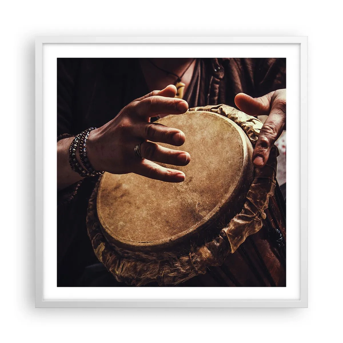 Affiche dans un cadre blanc - Poster - Au rythme du coeur - 60x60 cm