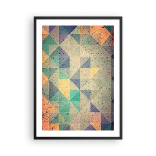 Affiche dans un cadre noir - Poster - Abstraction colorée avec un motif géométrique de triangles - 50x70cm - République des triangles - Décoration murale moderne pour le salon et la chambre ARTTOR