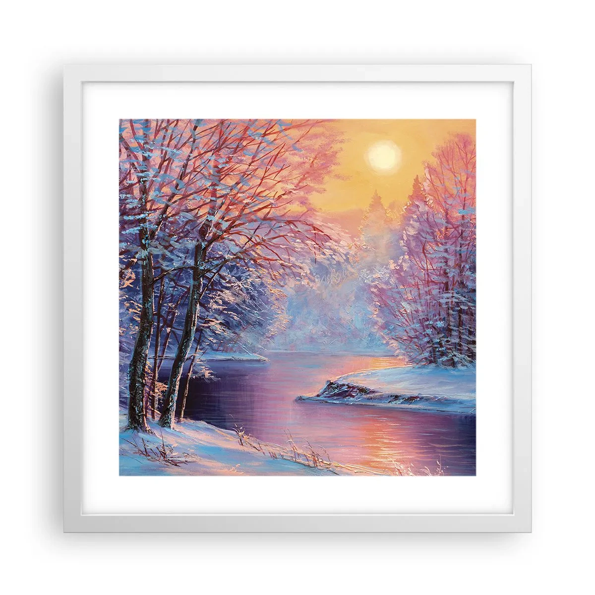 Affiche dans un cadre blanc - Poster - Couleurs d'hiver - 40x40 cm