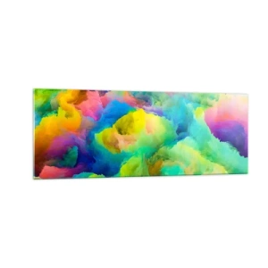 Impression sur verre - Image sur verre - Composition abstraite aux couleurs de l'arc-en-ciel - 140x50cm - Plumule arc-en-ciel - Décoration murale moderne pour le salon et la chambre ARTTOR