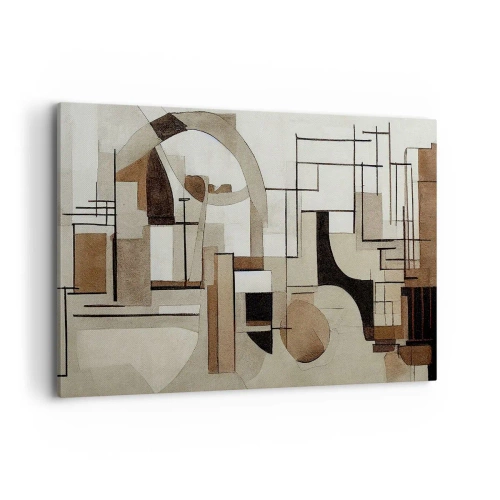 Impression sur toile - Image sur toile - Abstraction architecturale en beige et marron - 100x70cm - Paysage urbain 2.0 - Décoration murale moderne pour le salon et la chambre ARTTOR