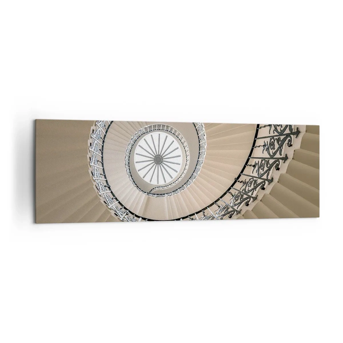 Impression sur toile - Image sur toile - Escalier en colimaçon dans une approche géométrique élégante - 160x50cm - À l'intérieur de la coquille - Décoration murale moderne pour le salon et la chambre ARTTOR