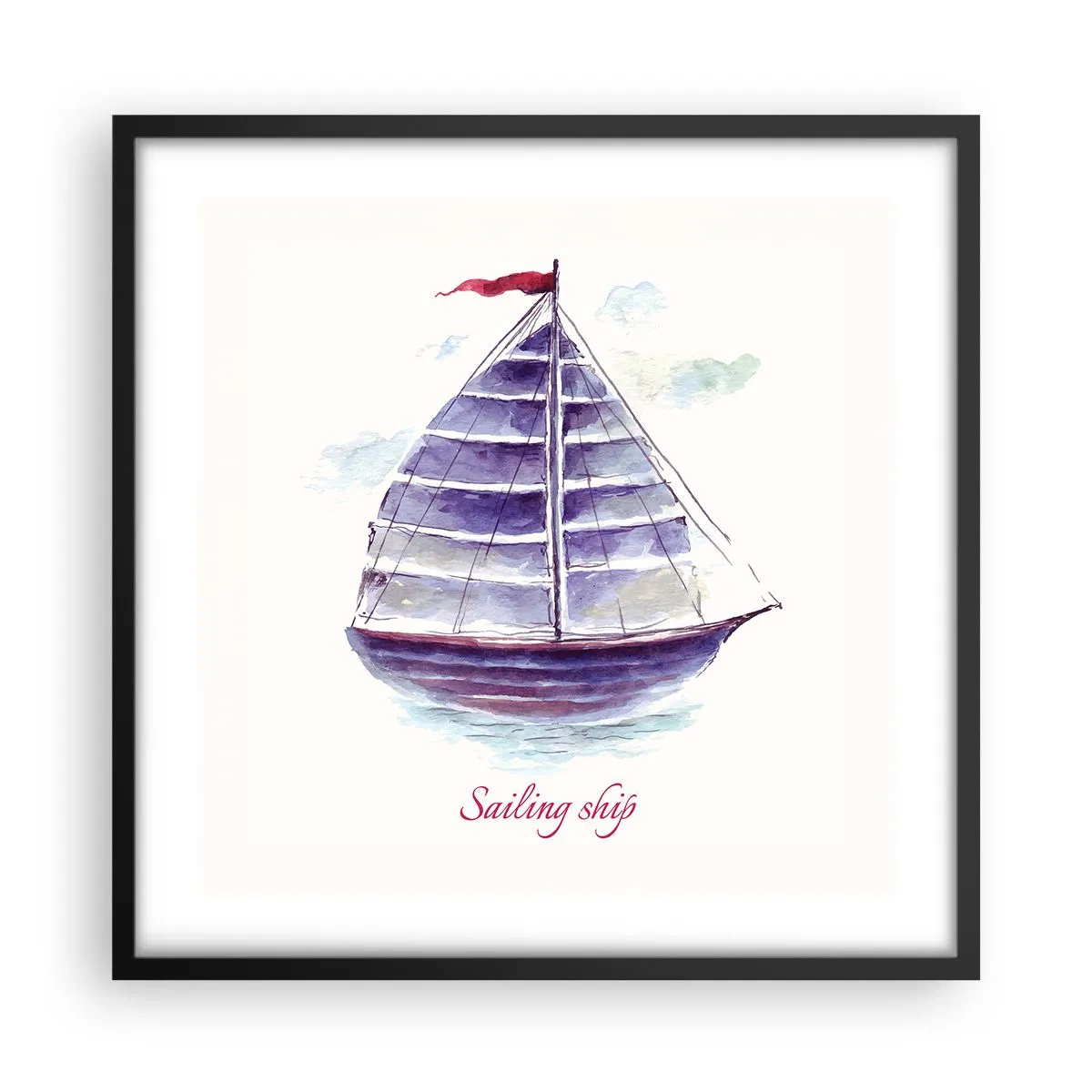 Affiche dans un cadre noir - Poster - Plein de voiles et d’eau calme - 50x50 cm