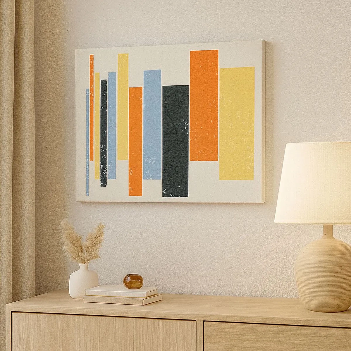 Impression sur toile - Image sur toile - Des rectangles colorés dans un arrangement moderne - 70x50cm - Notation musicale - Décoration murale moderne pour le salon et la chambre ARTTOR