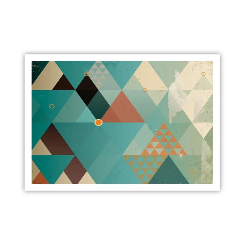 Affiche - Poster - Motifs géométriques dans les tons turquoise et marron - 100x70cm - Unité de la multiplicité, multiplicité de l'unité - Décoration murale moderne pour le salon et la chambre ARTTOR