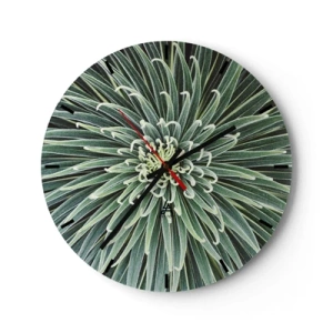 Horloge murale - Pendule murale - Gros plan d'une plante symétrique avec des feuilles disposées radialement. - 30x30cm - Naissance d'une étoile - Décoration murale moderne pour le salon, la cuisine et la chambre ARTTOR