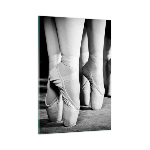 Impression sur verre - Image sur verre - Photo en noir et blanc des chaussures de ballet des danseurs - 80x120cm - Ensemble, simple - Décoration murale moderne pour le salon et la chambre ARTTOR