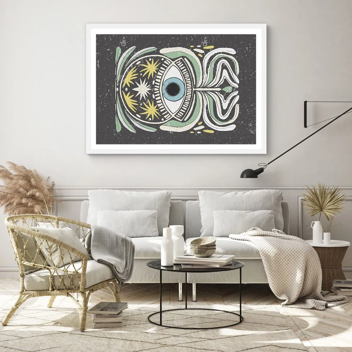 Affiche dans un cadre blanc - Poster - Rituels tribaux - 70x50 cm