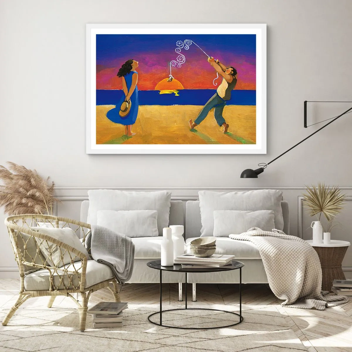 Affiche dans un cadre blanc - Poster - Plus qu'une étoile dans le ciel - 91x61 cm