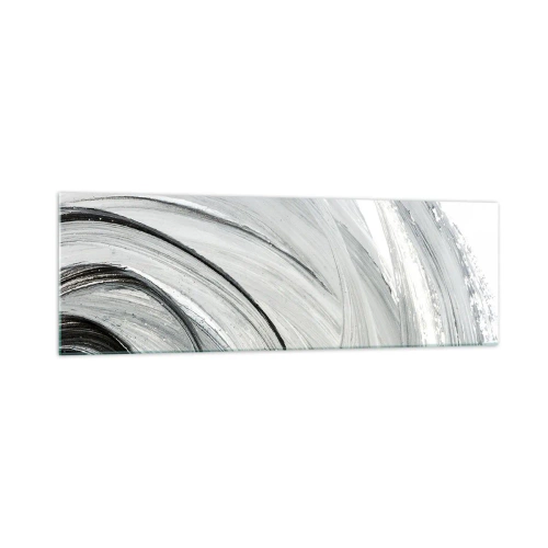 Impression sur verre - Image sur verre - Un tourbillon monochrome dans des tons de gris et de noir - 160x50cm - Composition orbitale - Décoration murale moderne pour le salon et la chambre ARTTOR
