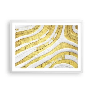 Affiche dans un cadre blanc - Poster - Composition en blanc et or - 70x50 cm