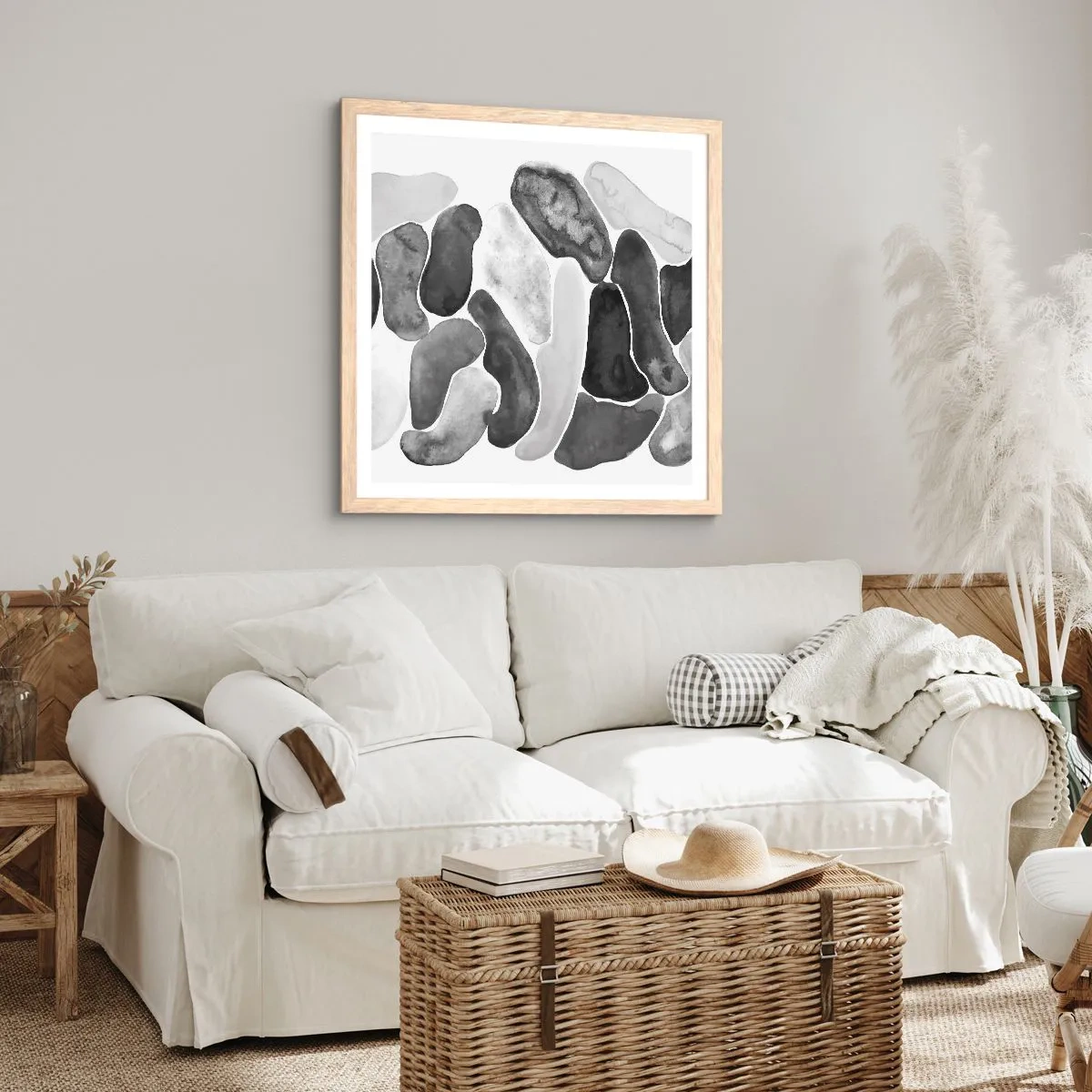 Affiche dans un chêne clair - Poster - Abstraction rocheuse - 40x40 cm