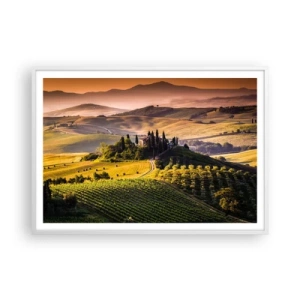 Affiche dans un cadre blanc - Poster - Arcadie - le paysage toscan - 100x70 cm