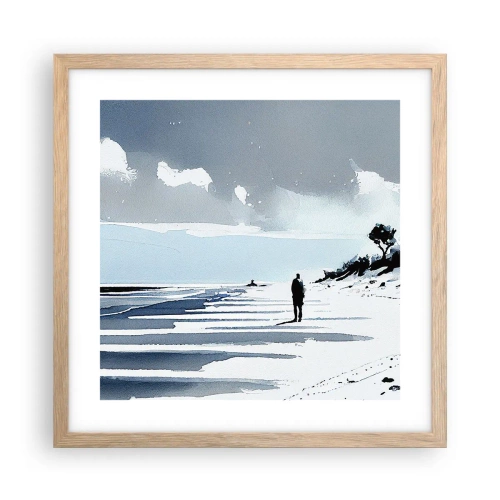 Affiche dans un chêne clair - Poster - Seul à seul - 40x40 cm