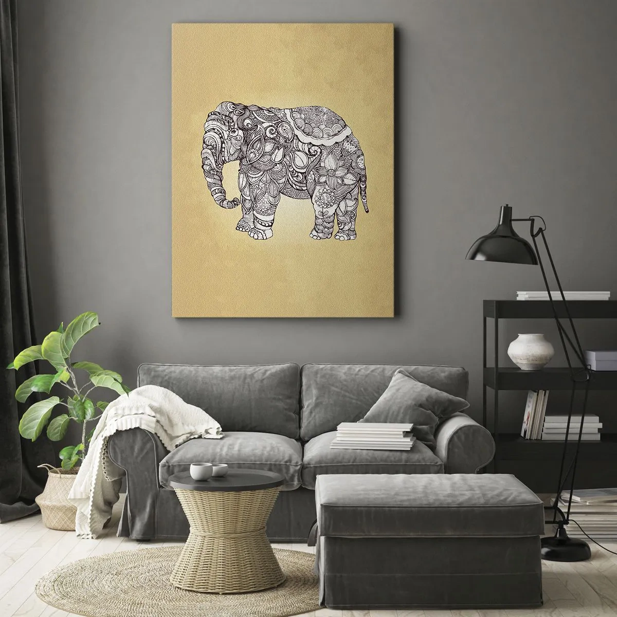 Impression sur toile - Image sur toile - L'éléphant s'est apprêté - 45x80 cm