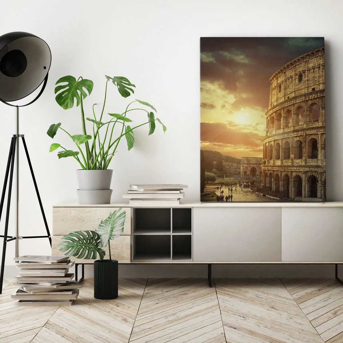 Impression sur toile - Image sur toile - Le Colisée de Rome au coucher du soleil - 50x70cm - Une impression colossale - Décoration murale moderne pour le salon et la chambre ARTTOR
