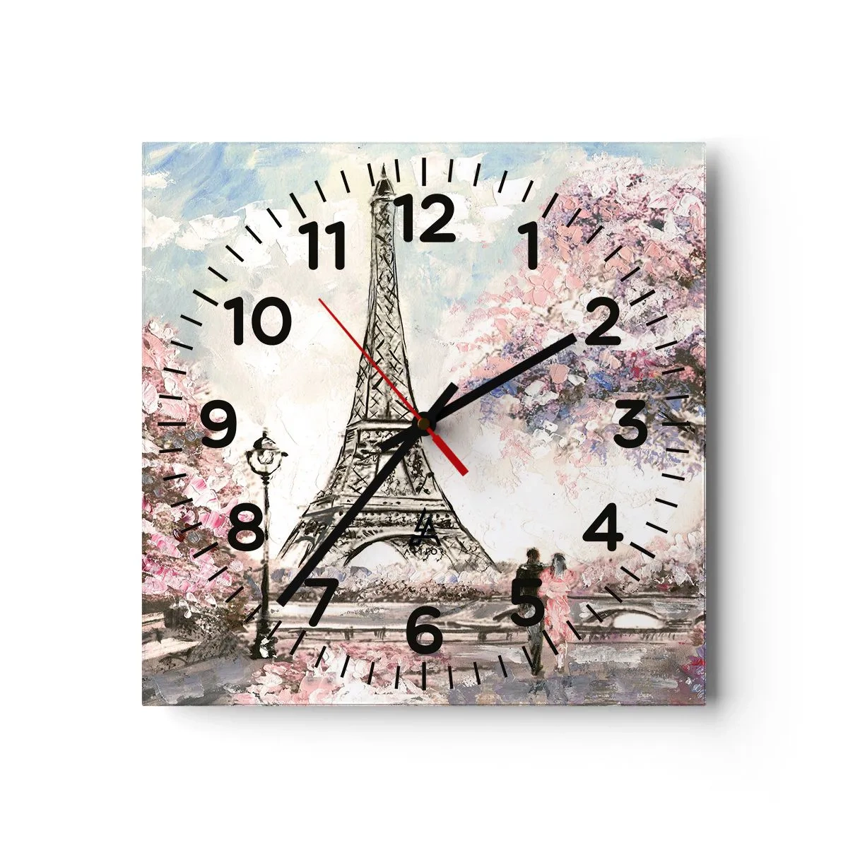 Horloge murale - Pendule murale - Balade d'avril à Paris - 30x30 cm